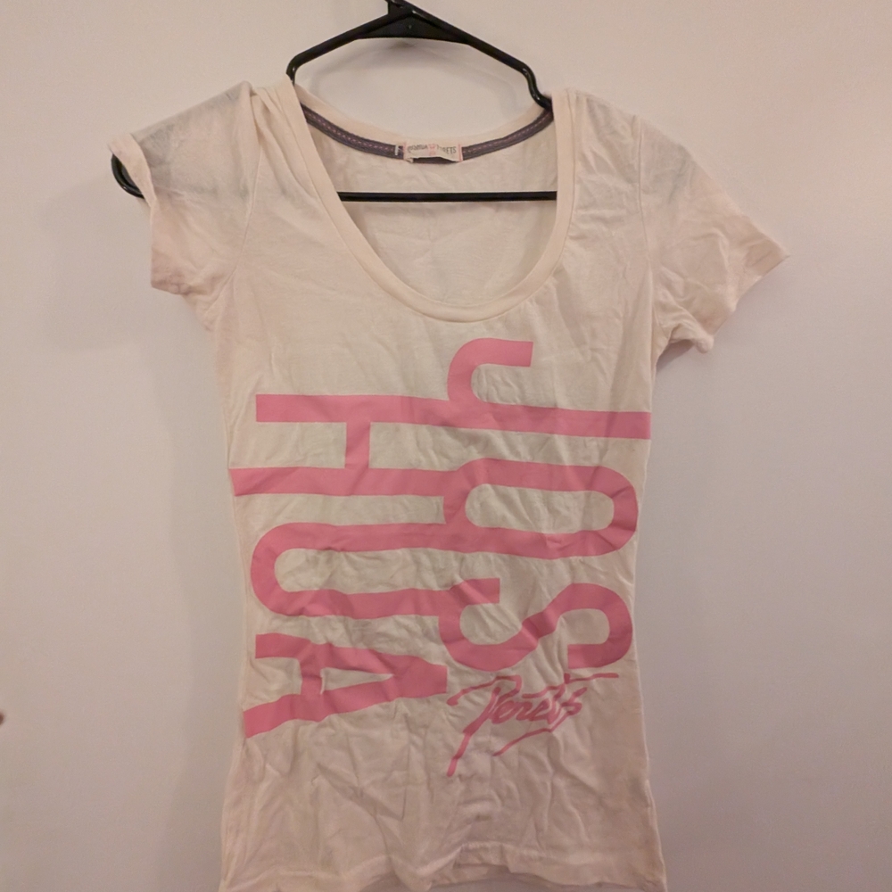 Cream and Pink Graphic Women's Tee